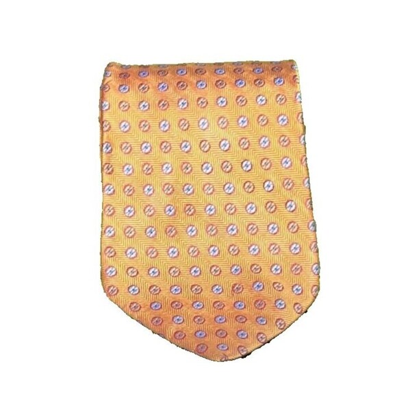 Hart Schaffner Marx 100% Silk Gold Geometric Pattern Tie - Picture 2 of 8
